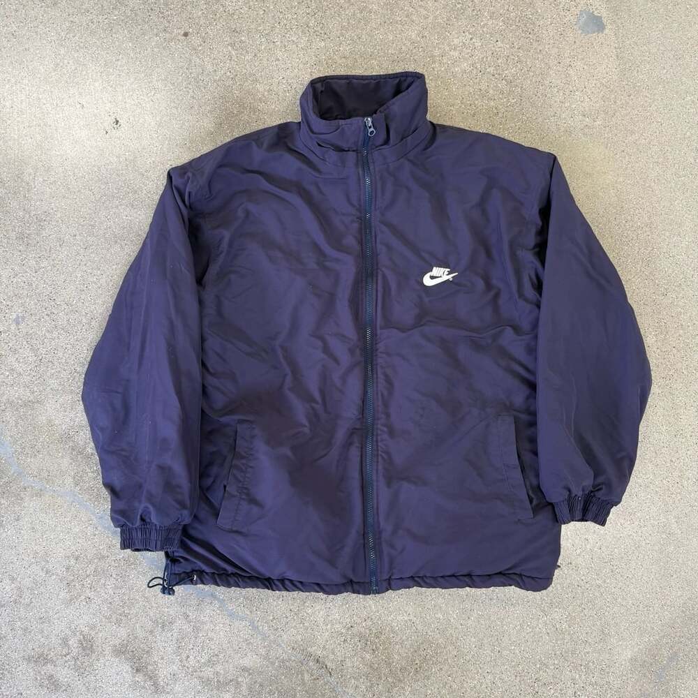 Vintage 90s Nike Navy Blue Full Zip Jacket With Embroidered Swoosh XL